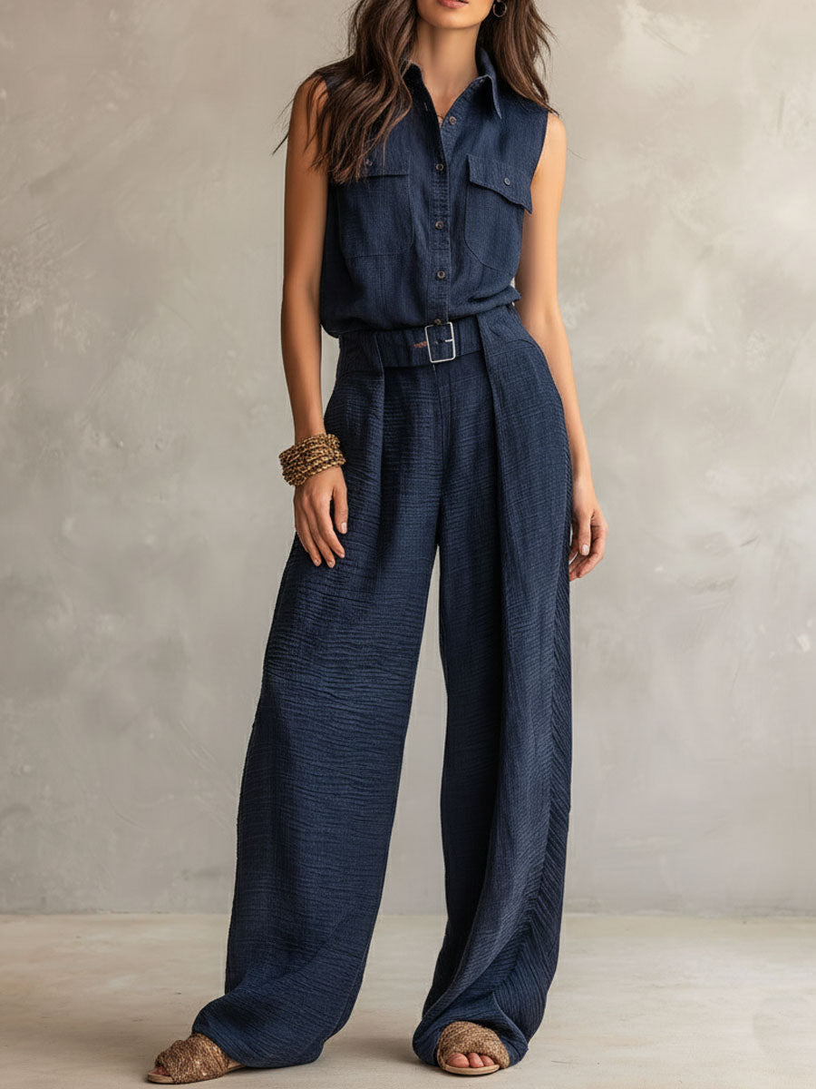 Tuta utility boho con cintura – in movimento