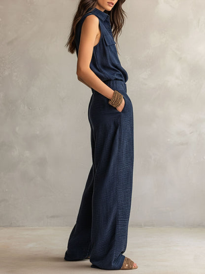 Tuta utility boho con cintura – dettaglio