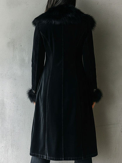 Cappotto lungo in velluto nero – vista posteriore