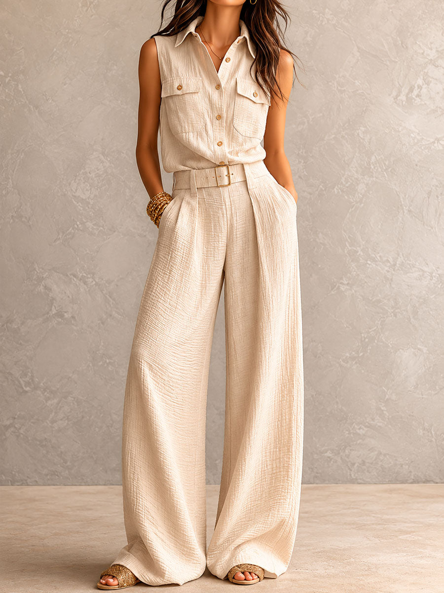 Tuta utility boho con cintura – vista posteriore