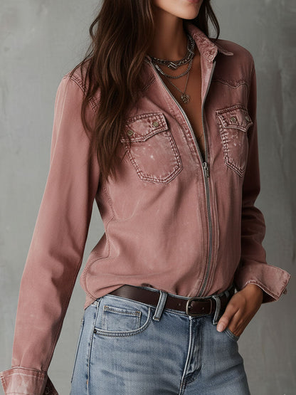 Camicia di jeans rosa antico – dettaglio 5