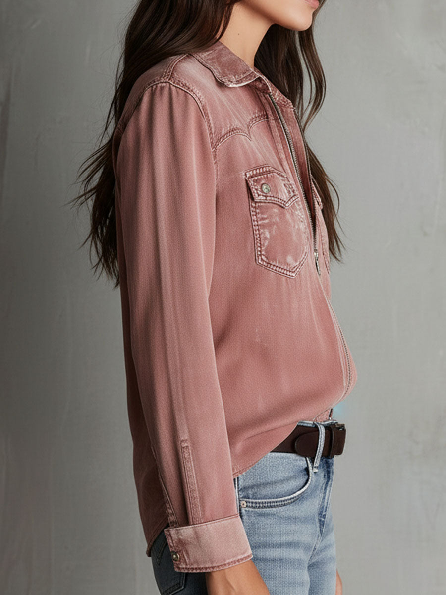 Camicia di jeans rosa antico – dettaglio 7
