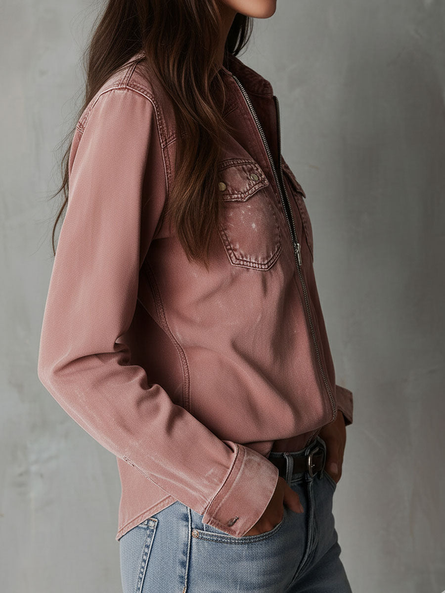 Camicia di jeans rosa antico – dettaglio 2