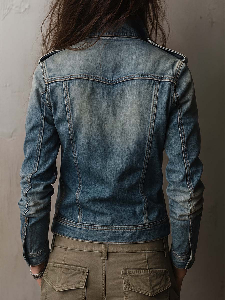 Giacca di jeans delavé blu – vista d'insieme