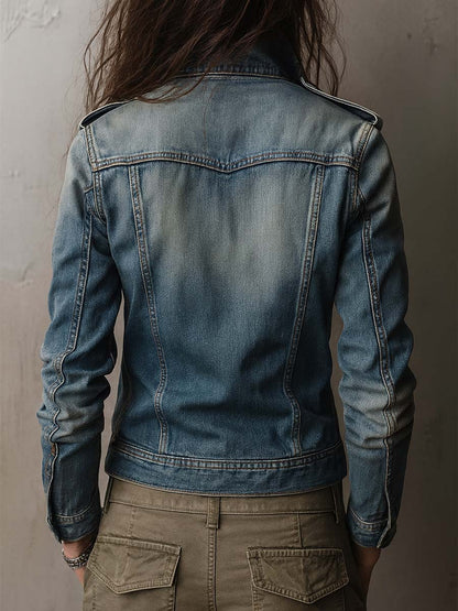 Giacca di jeans delavé blu – vista d'insieme