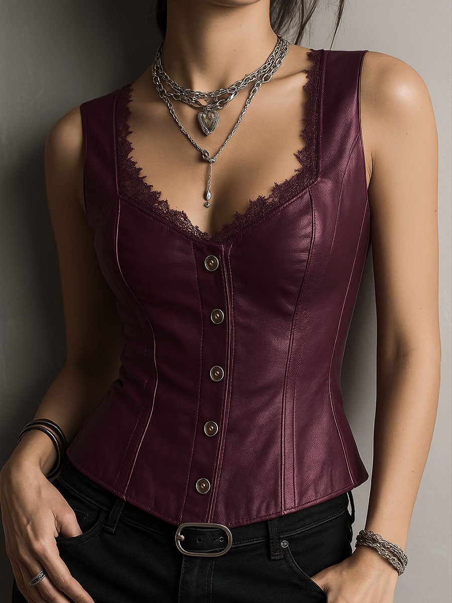 Gilet corsetto bordeaux – vista frontale