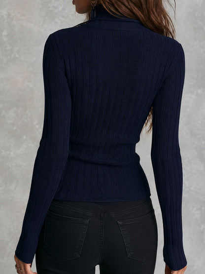 Maglione blu navy a coste – vista 5