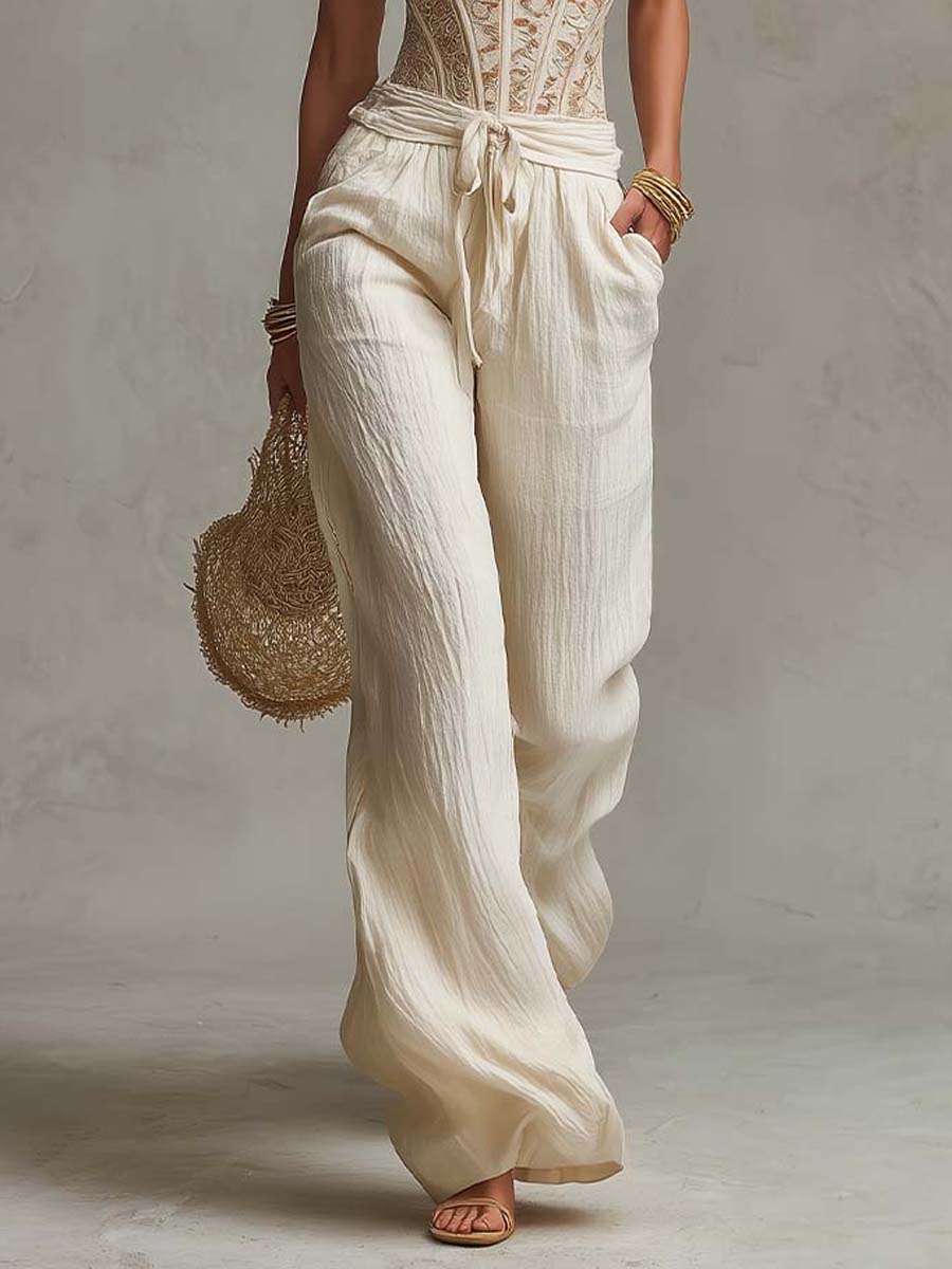 Coordinato boho avorio in pizzo – look completo