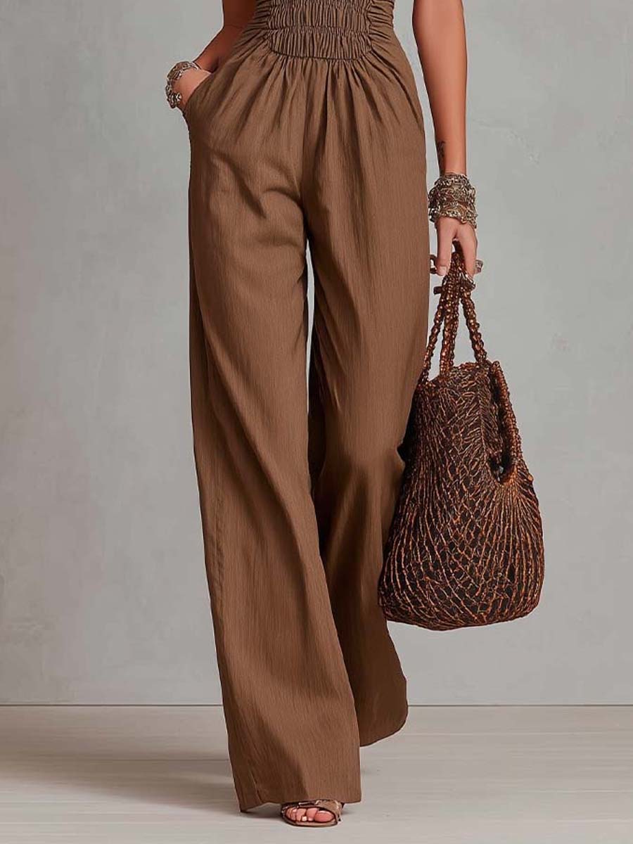 Tuta boho halter marrone caffè – look completo