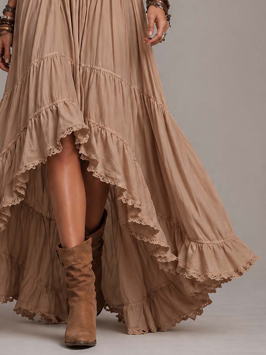 Vestito lungo boho kaki – vista d'insieme