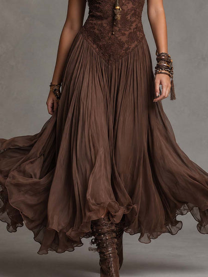 Vestito lungo marrone con corsetto – vista d'insieme