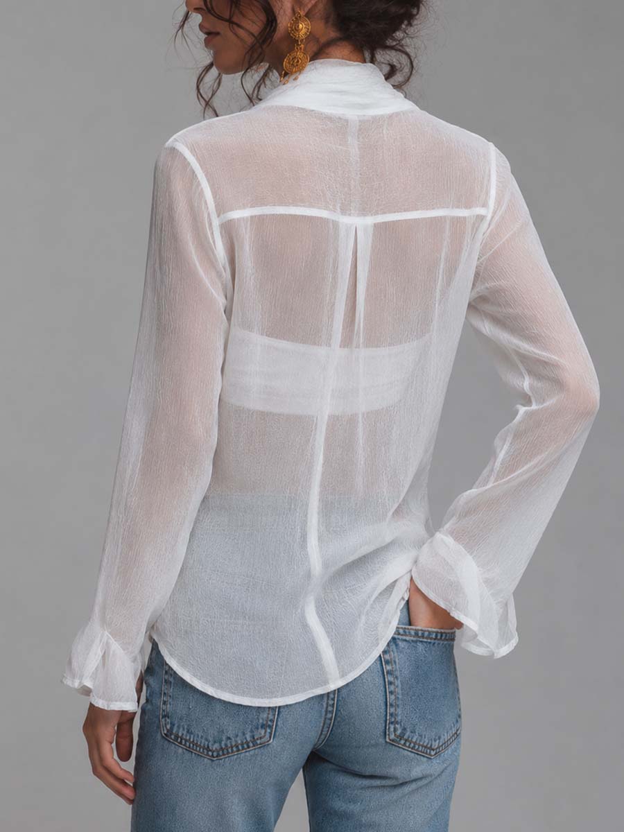 Blusa incrociata in chiffon – vista 5