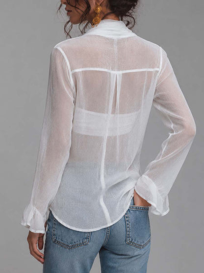 Blusa incrociata in chiffon – vista 5