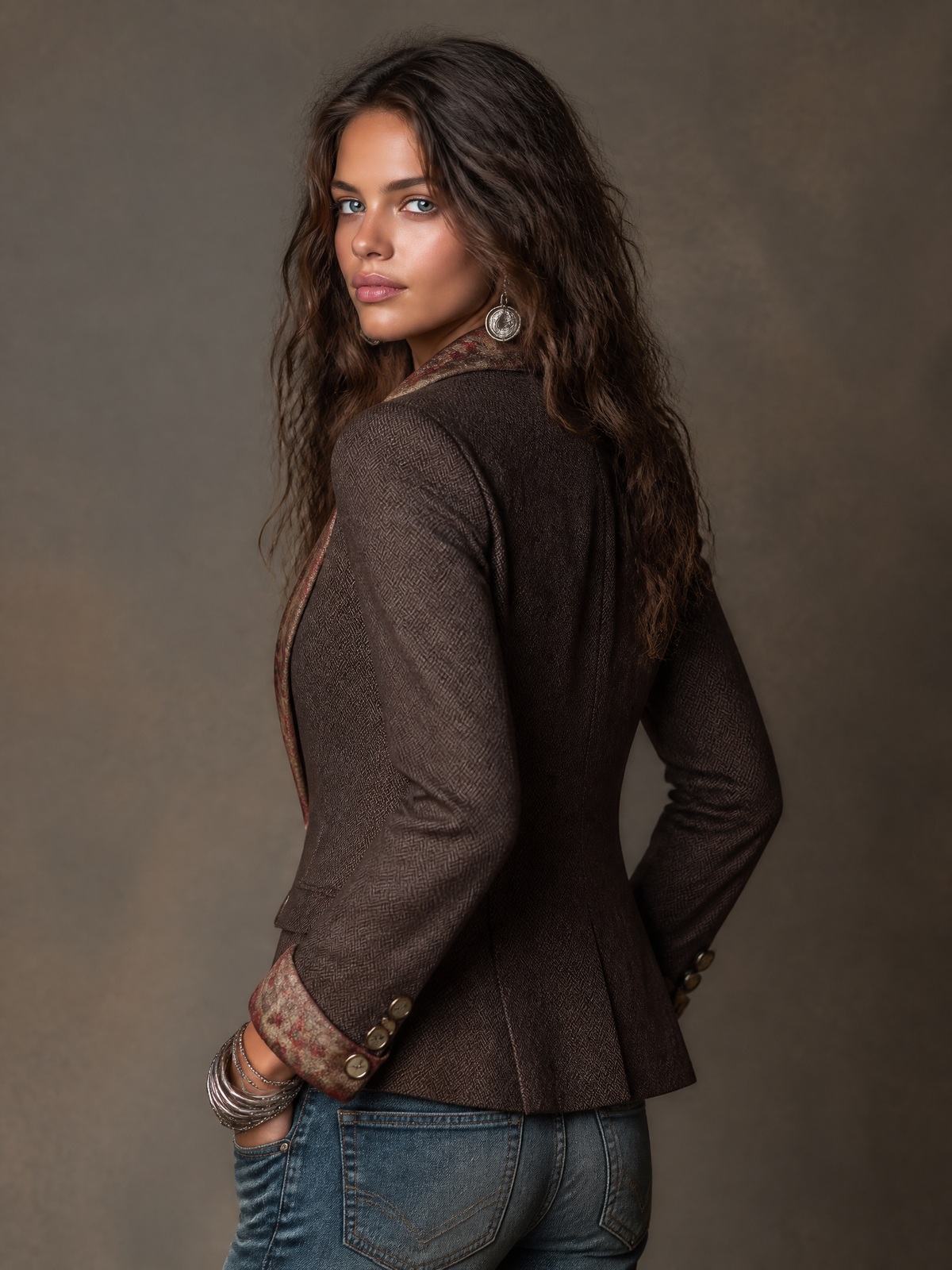 Blazer spigato con stampa floreale – vista 3