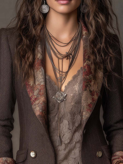 Blazer spigato con stampa floreale – vista 5