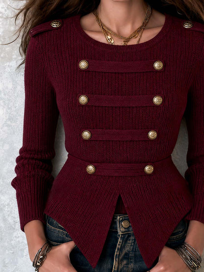 Maglione boho in maglia rosso rubino – dettaglio 1