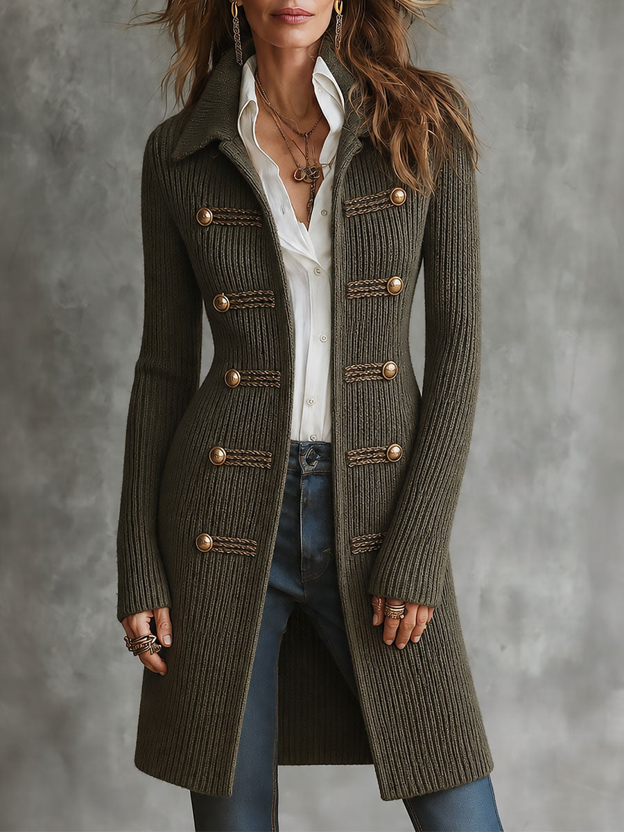 Cardigan lungo verde militare – vista frontale