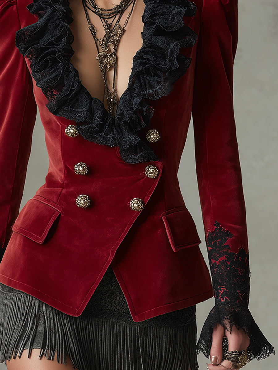 Blazer bohémien rosso e nero – look completo