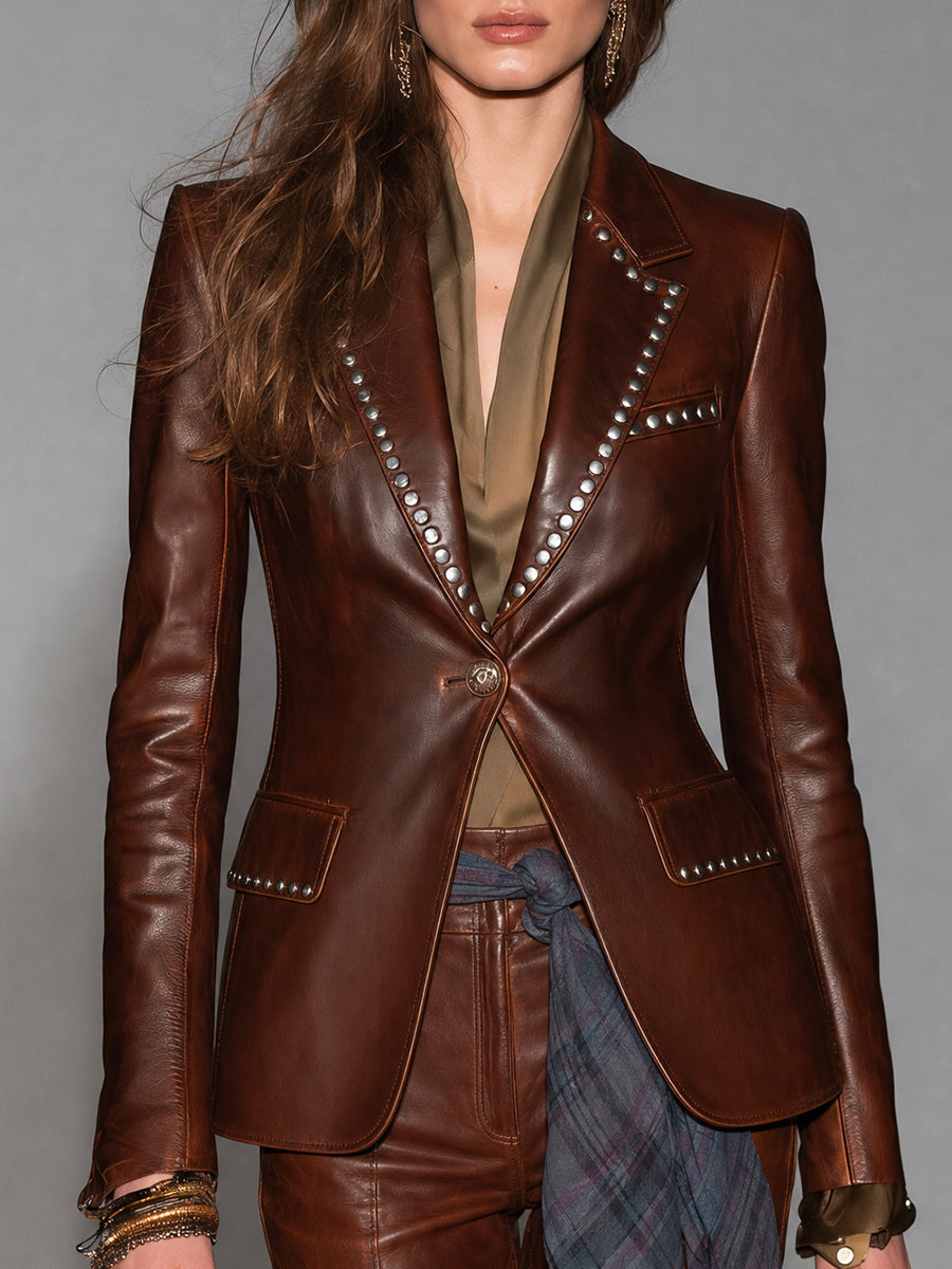 Blazer marrone con borchie Desert Nomad – vista frontale