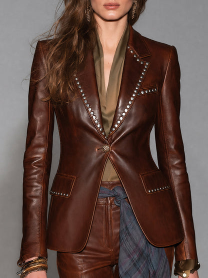 Blazer marrone con borchie Desert Nomad – vista frontale