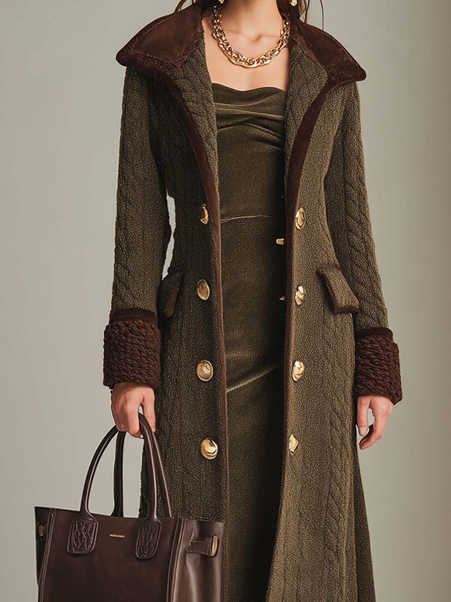 Cappotto lungo in maglia a trecce – dettaglio