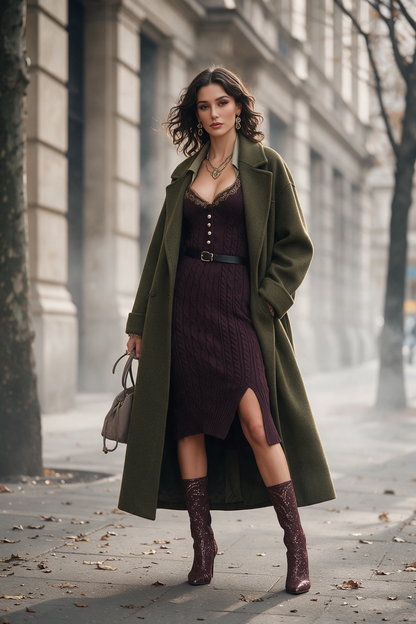 Vestito midi viola bacca – vista posteriore
