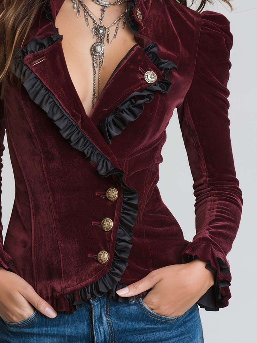 Blazer vintage in velluto bordeaux – look completo