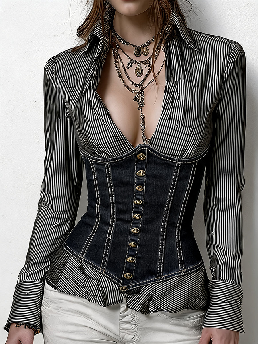 Blusa corsetto nera – look indossato