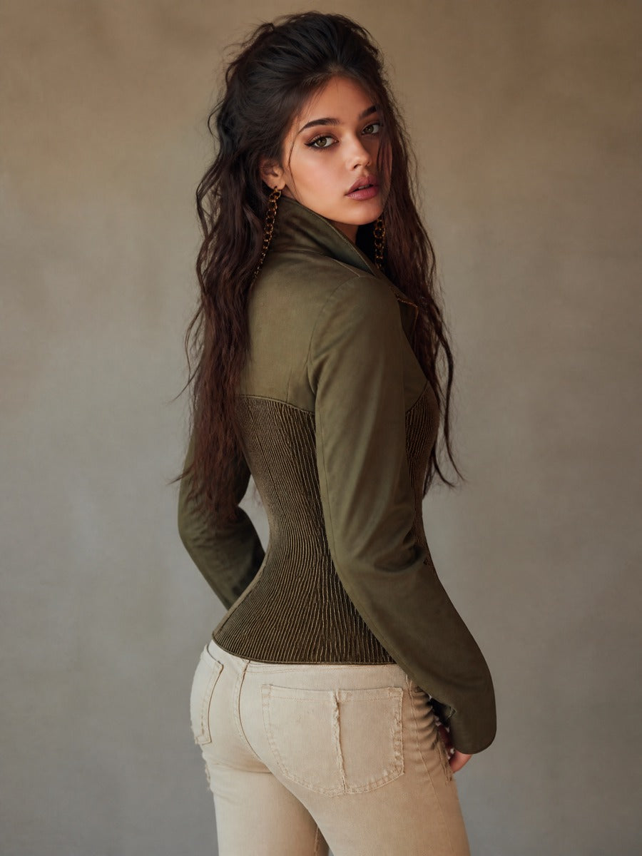 Giacca corsetto verde oliva – vista posteriore