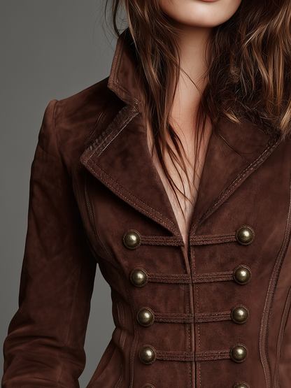Blazer marrone in camoscio con frange – dettaglio delle frange