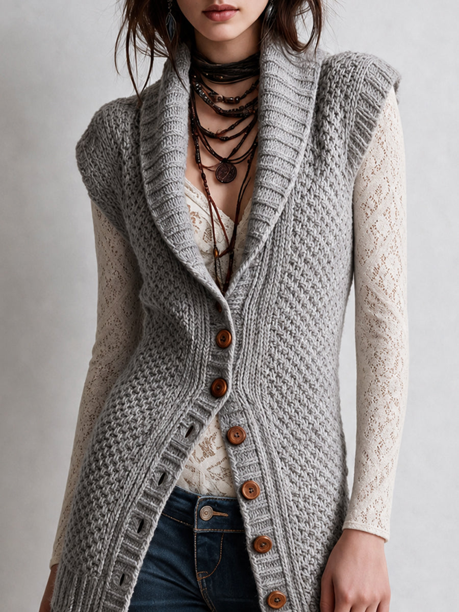 Gilet con frange grigio – dettaglio delle frange