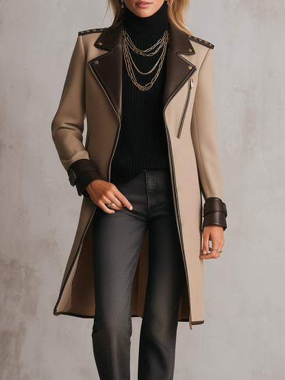 Cappotto moto Desert Nomad kaki e marrone – vista frontale