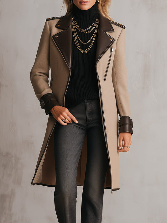 Cappotto moto Desert Nomad kaki e marrone – vista frontale