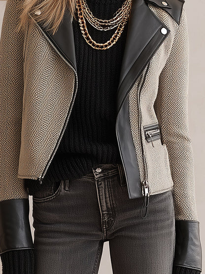 Giacca moto in tweed nera – look completo