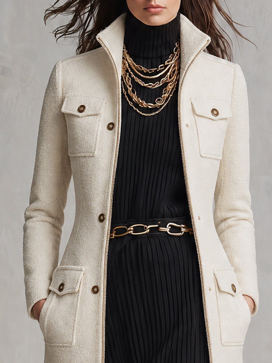 Cappotto utility Nomad avorio – dettaglio delle tasche
