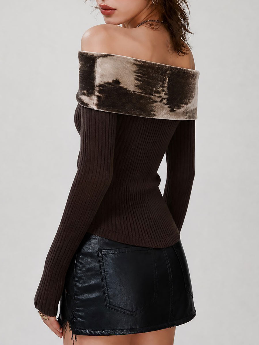 Maglione marrone – dettaglio della maglia a coste