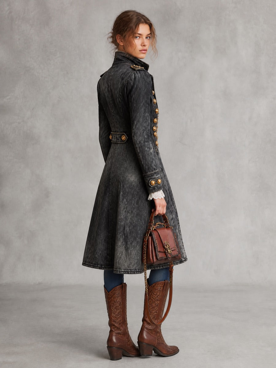 Cappotto denim stile militare – vista laterale