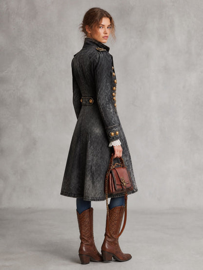 Cappotto denim stile militare – vista laterale