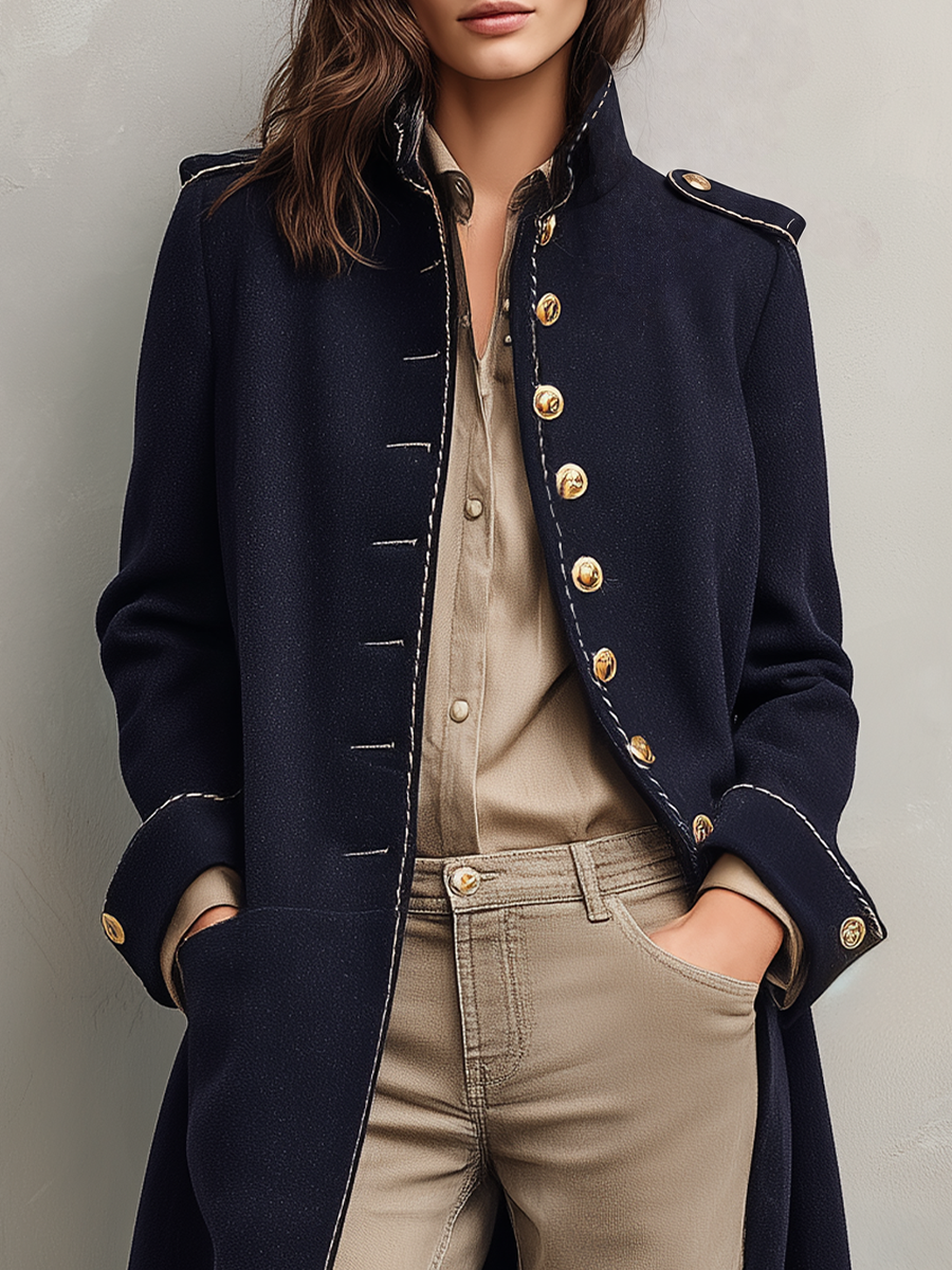 Cappotto lungo blu navy – look completo