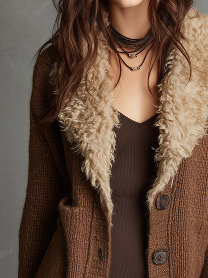 Cardigan marrone in maglia – look completo