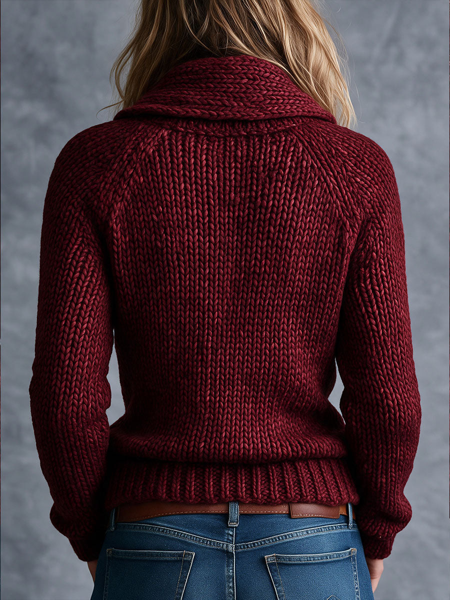 Maglione bordeaux – dettaglio dei bottoni