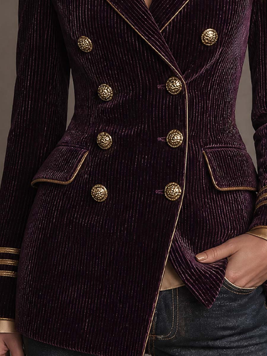 Blazer doppiopetto viola in velluto a coste – vista laterale