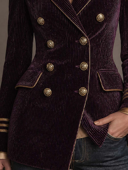 Blazer doppiopetto viola in velluto a coste – vista laterale