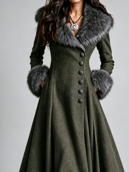 Cappotto lungo boho western verde oliva – look indossato