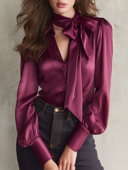 Blusa in Tencel color lampone – vista frontale