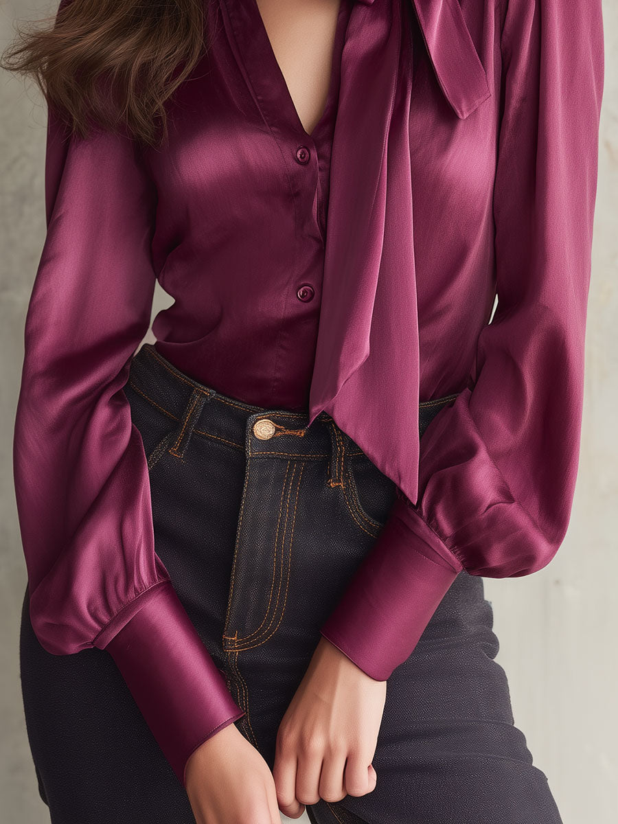 Blusa in Tencel color lampone – vista laterale