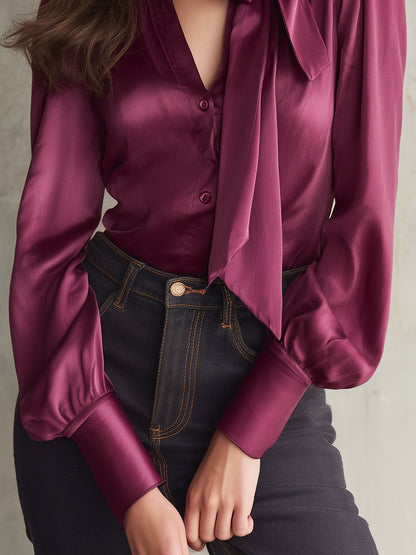Blusa in Tencel color lampone – vista laterale