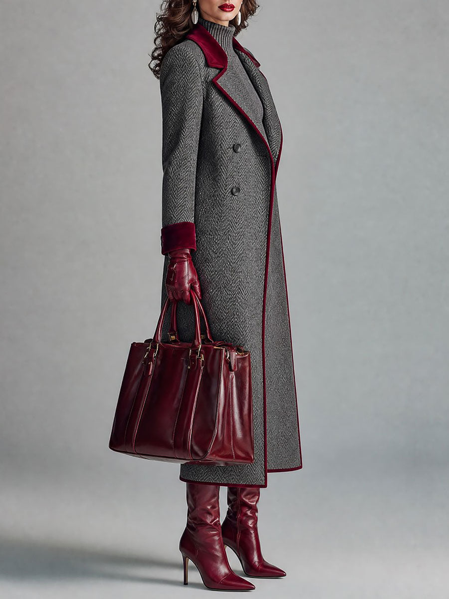 Cappotto lungo in lana spigata – vista 3