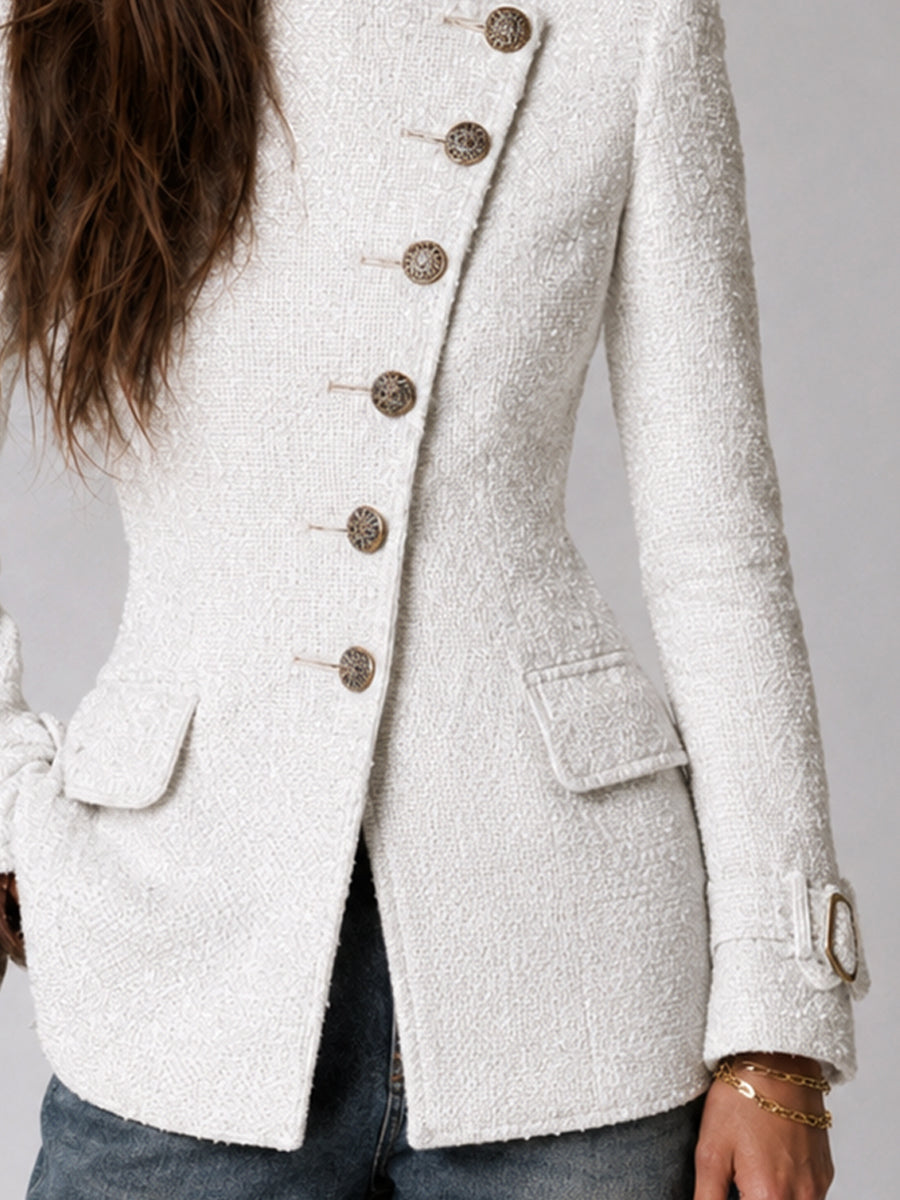 Blazer militare bianco avorio – dettaglio tessuto