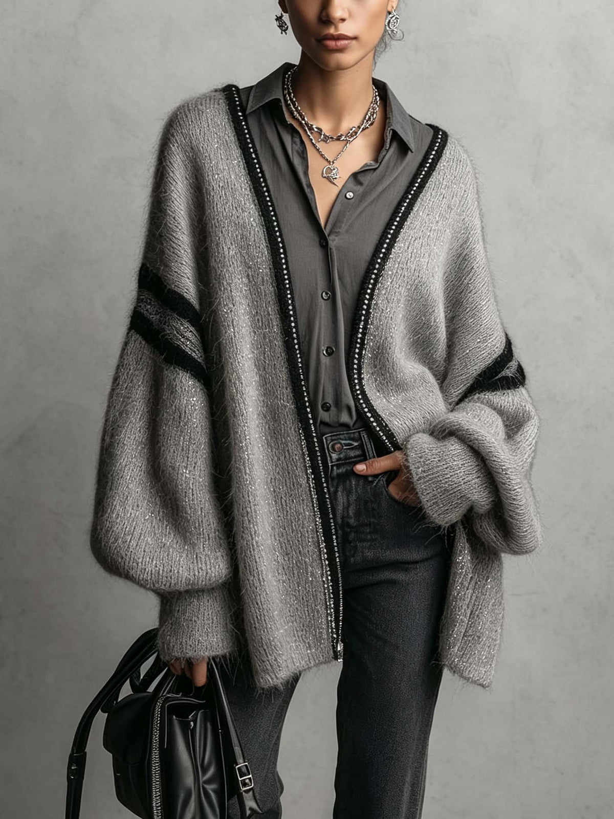 Cardigan grigio Arlène – vista frontale